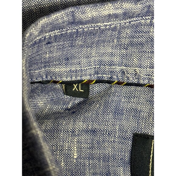 Paul Costelloe Living Regular Fit Mens Short Sleeve Button-Up Shirt Blue - Picture 7 of 11